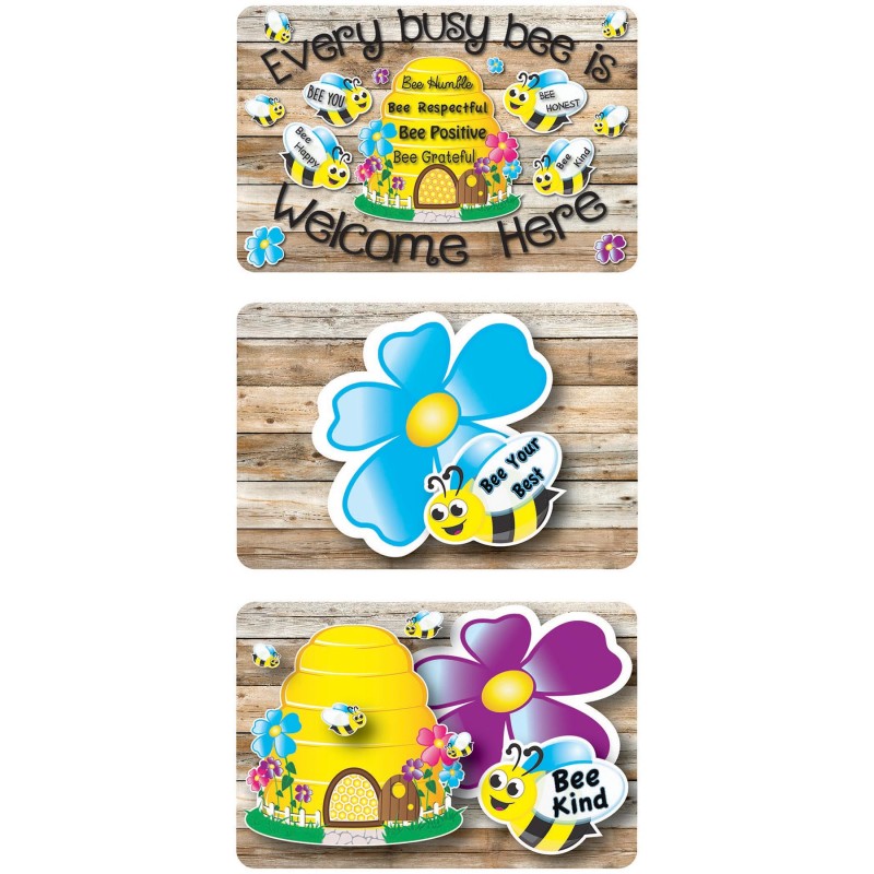Magnetic Whiteboard Erasers, 3 Pack, Bee-Themed Positivity, 3.75 x 2.5 x 0.75 in.