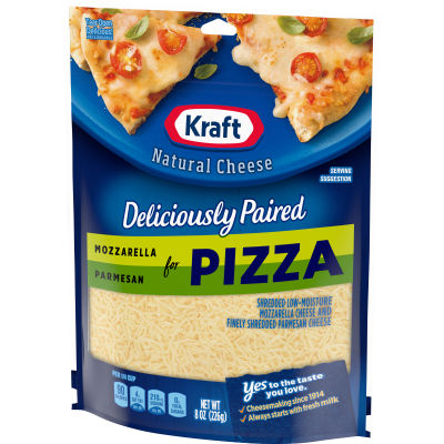 Kraft Deliciously Paired Mozzarella & Parmesan Shredded Cheese for Pizza, 8 oz Bag