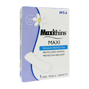 Hospeco, Maxithins, Maxi Pad Vended Feminine Napkins, #4 Box, White, 100/Case