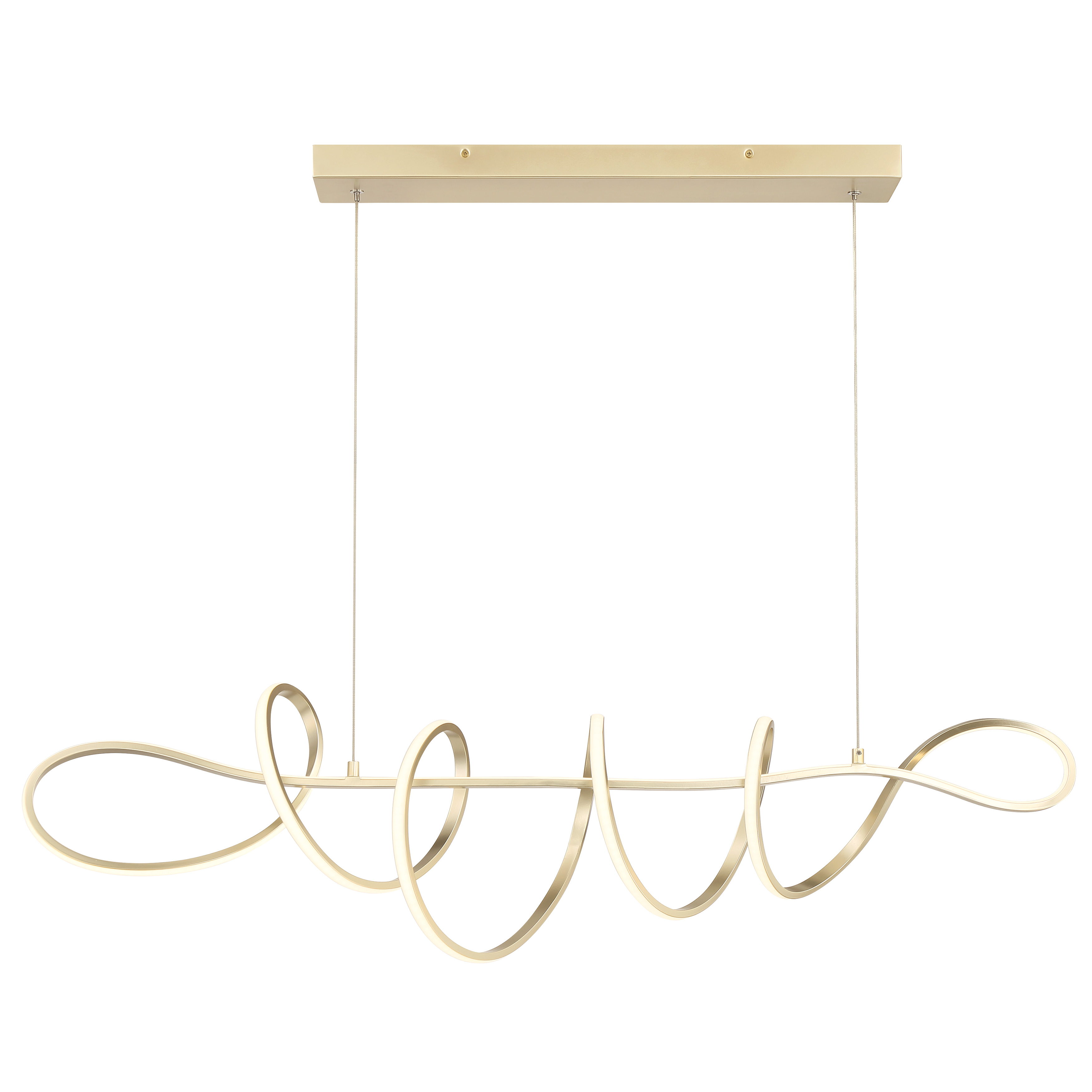 Robin Baron's Astor LED Island combines sleek linear design with luxurious Soft Gold finish. At 44 inches wide, it delivers exceptional illumination with 3992 lumens and superior 92 CRI for true color rendering over kitchen islands and dining tables. - alternate view