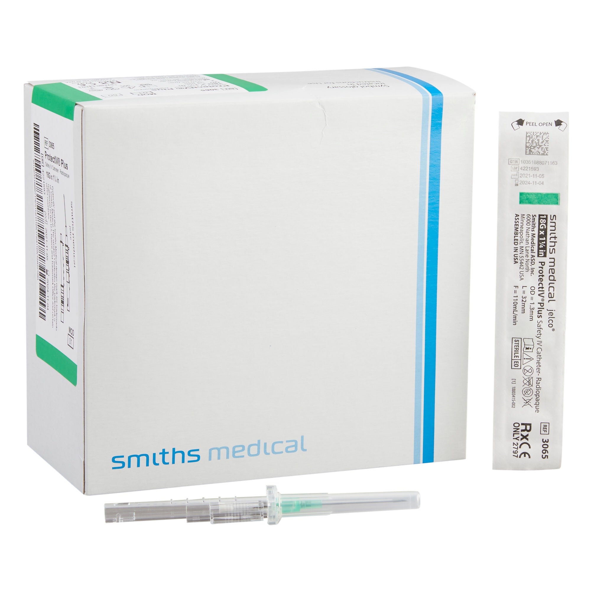 Protectiv® Plus Peripheral IV Catheter, 18 Gauge, 1-1/4 Inch