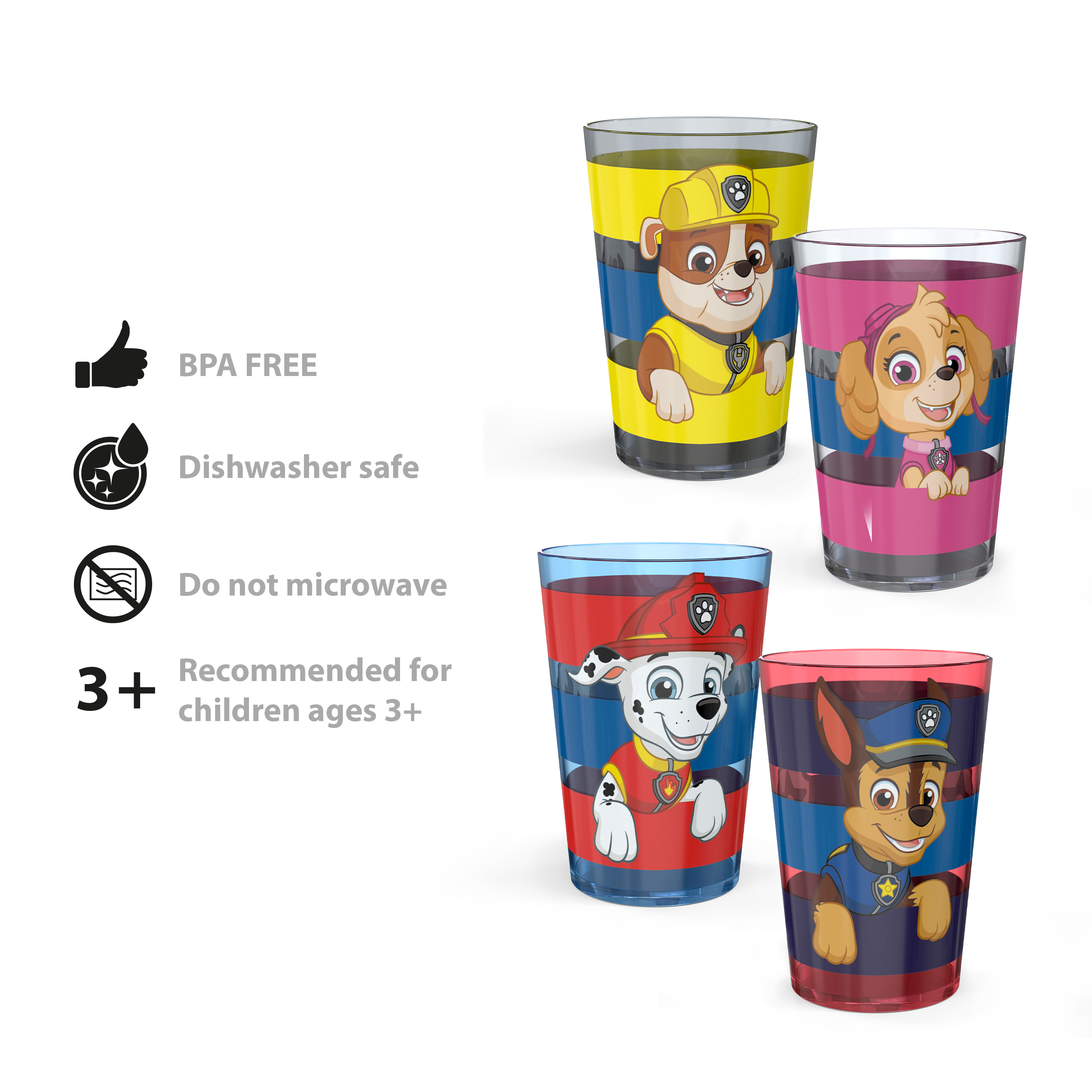 Paw Patrol 14.5 ounce Tumbler, Chase, Skye and Friends, 4-piece set slideshow image 10
