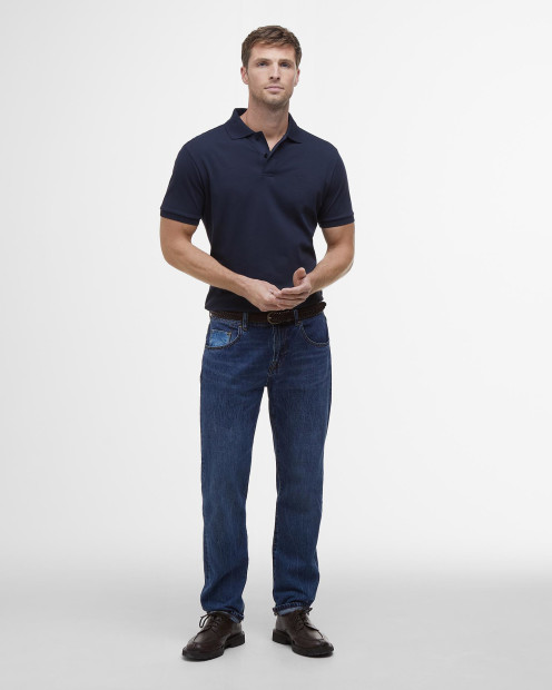 Drayton Linen Tailored Polo Shirt Classic Navy