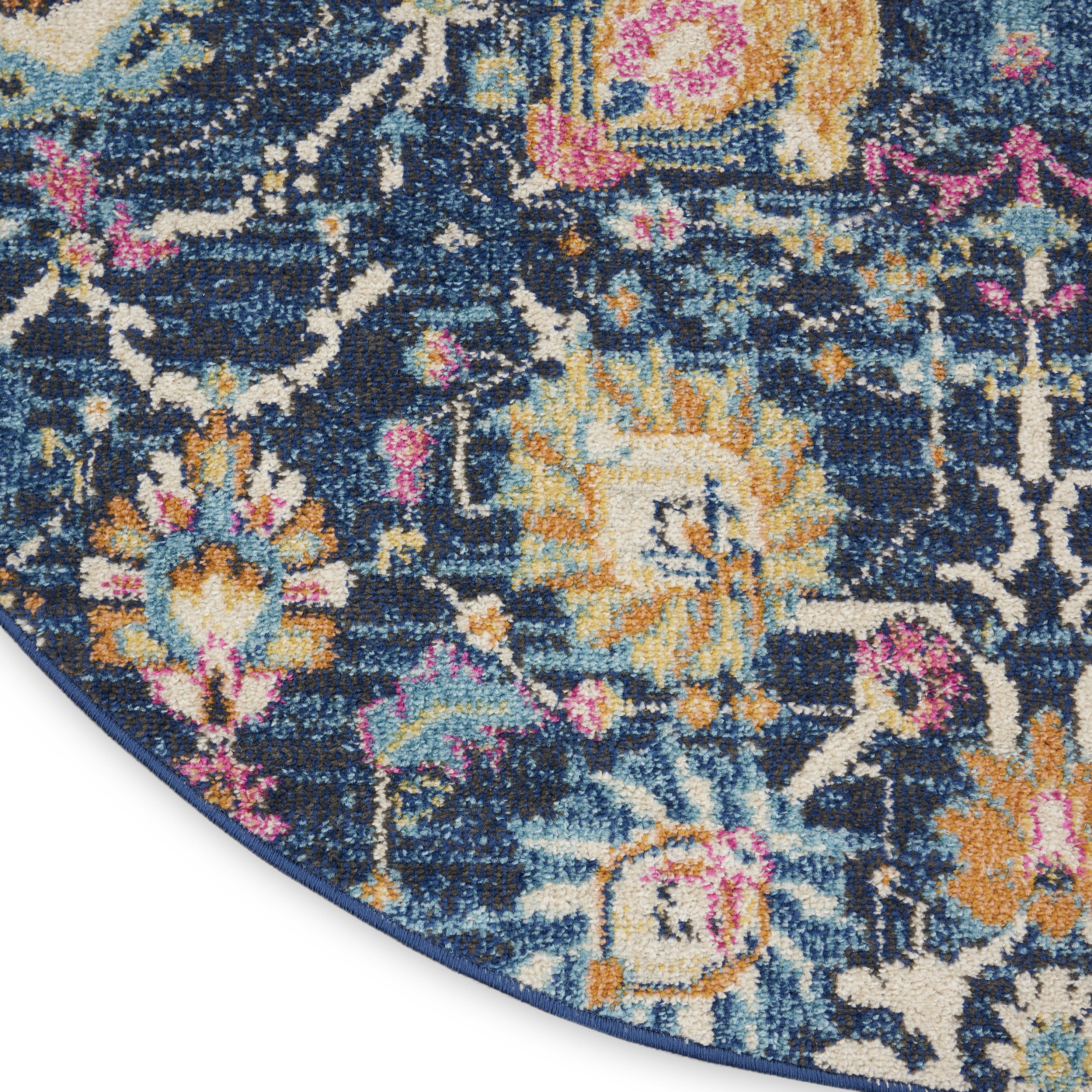 Nourison Passion 5' x Round Navy Bohemian Indoor Rug