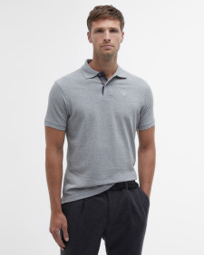Tartan Pique Polo Shirt Grey Marl