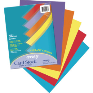 Vibrant Card Stock, 5 Assorted Colors, 8-1/2" x 11", 100 Sheets