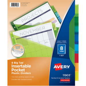 8-Tab Plastic Binder Dividers with Labels, 1 Sets
