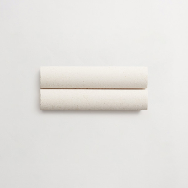 clé lapidary: sculpted shapes | cabochon short mosaic sheet | honed | white limestone | sample 