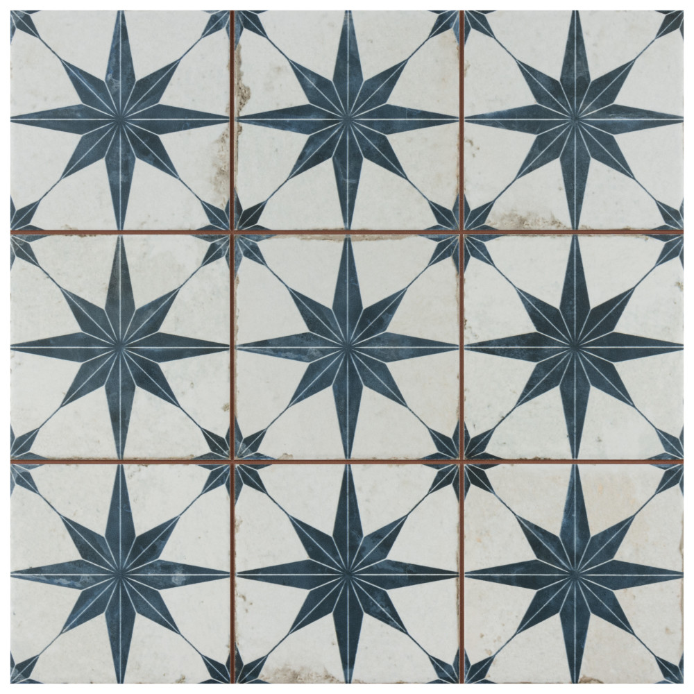 Harmonia Kings Star Blue 13 in. x 13 in. Ceramic Floor and Wall Tile
