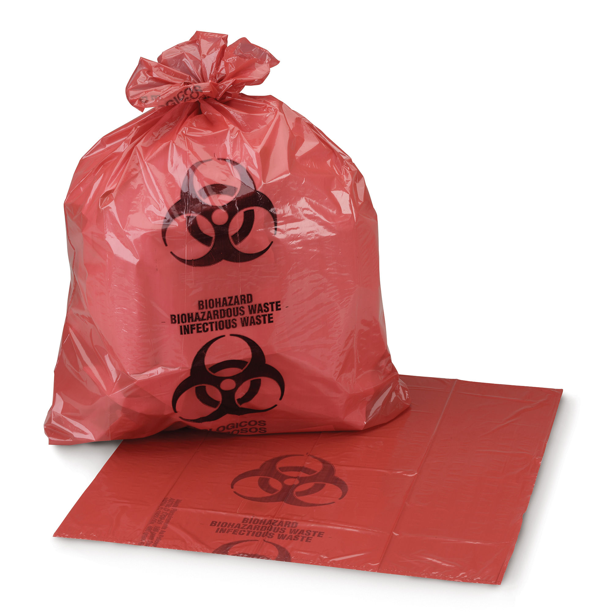 Biohazard Waste Bag McKesson Biohazard Symbol / Infectious Waste 40 to 45 gal. Red 17 X 23 X 46 Inch