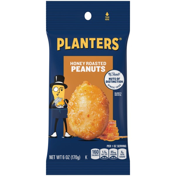 PLANTERS(r) Honey Roasted Peanuts Big Bag 12/6oz . C1CB - Front Center Inner Pack (Hi Res)