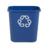 Rubbermaid Commercial, Recycling, 7 gal, Resin, Blue, Rectangle, Receptacle