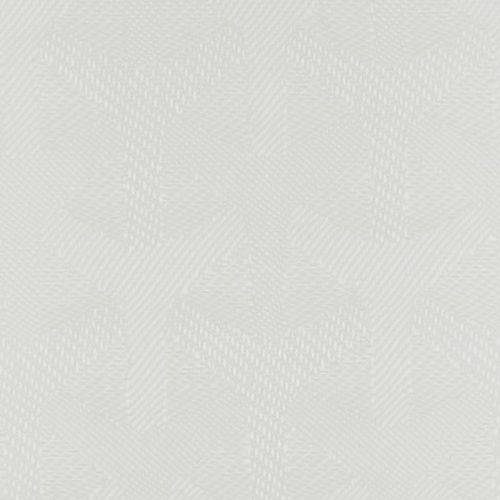 Textured wallpaper â€” pale gray-ivory with a subtle raised geometric weave pattern â€” covering a wall; appears embossed and uniform, photographed close-up under soft, diffuse indoor lighting with no furnishings.