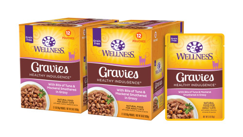 Wellness Complete Health Healthy Indulgence Gravies Tuna & Mackerel Front packaging