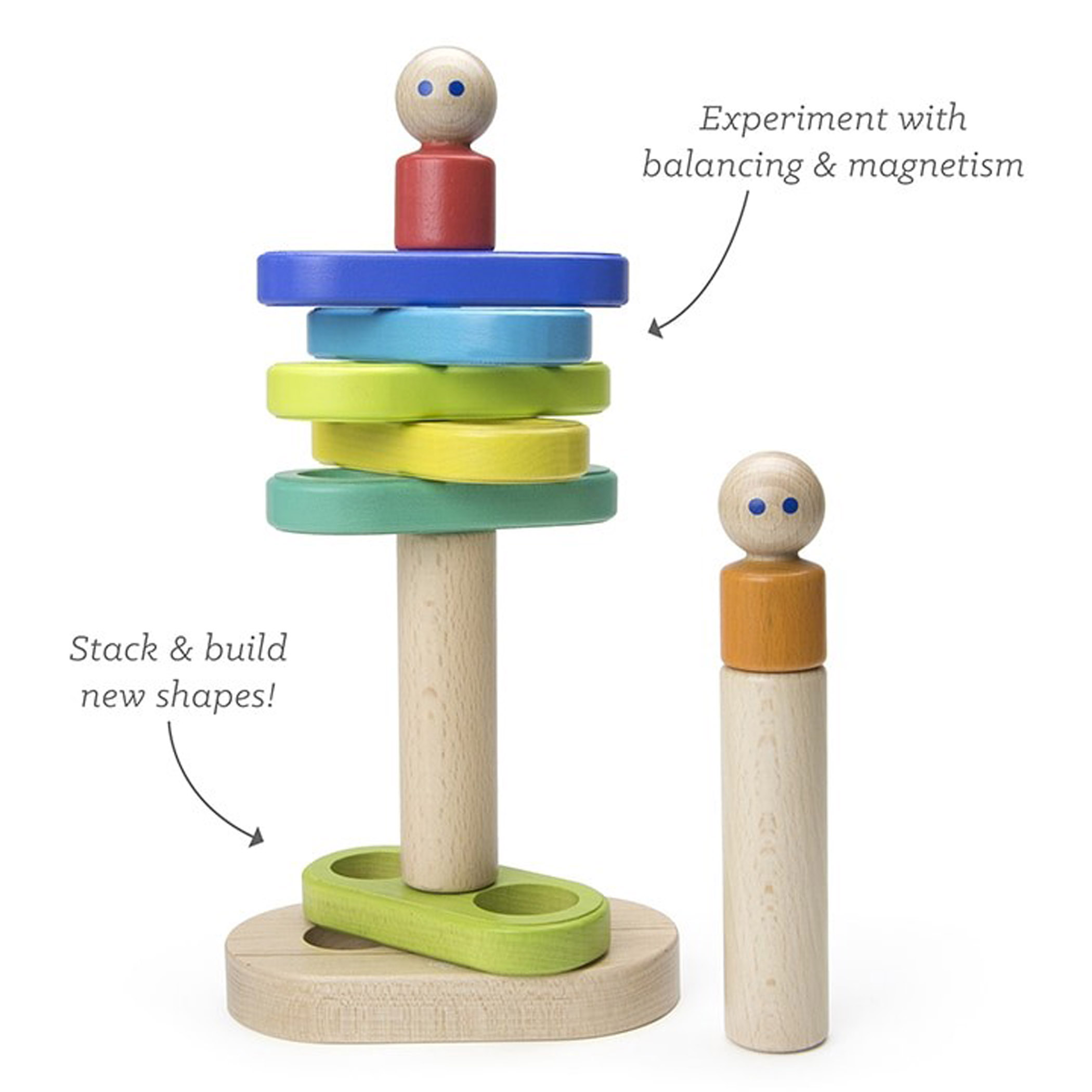 Tegu Magnetic Floating Wooden Stacker, Rainbow image number null