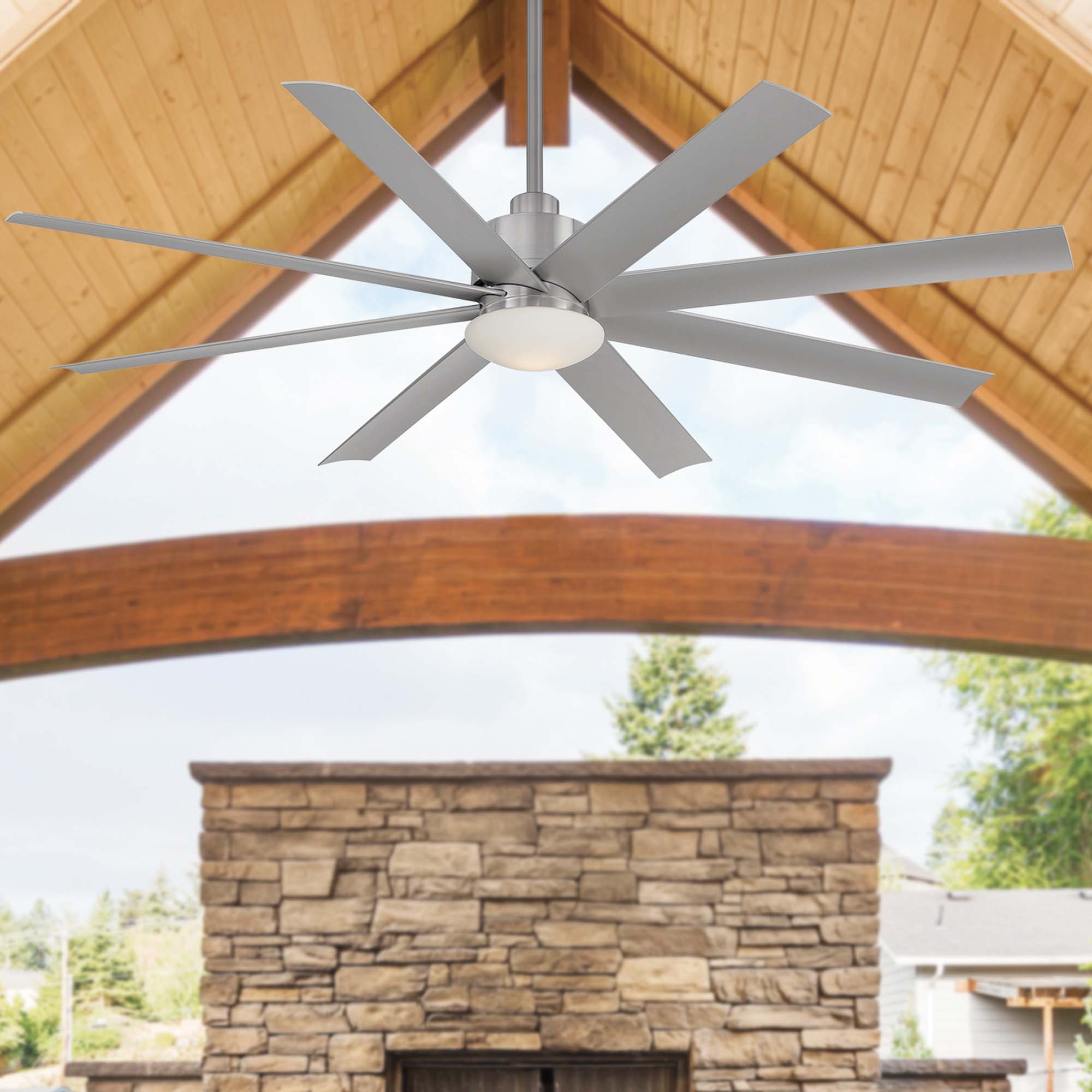The Slipstream combines impressive airflow with energy-efficient LED lighting in a sleek contemporary design. Its wet-rated finish and 8-blade configuration make it ideal for large indoor and outdoor spaces. - alternate view