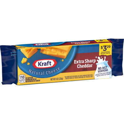 Kraft Extra Sharp Cheddar Natural Cheese Block 8 oz 