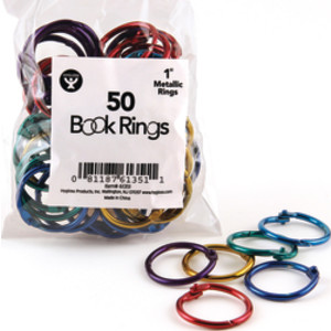 Metallic Book Rings, 1", Pack of 50