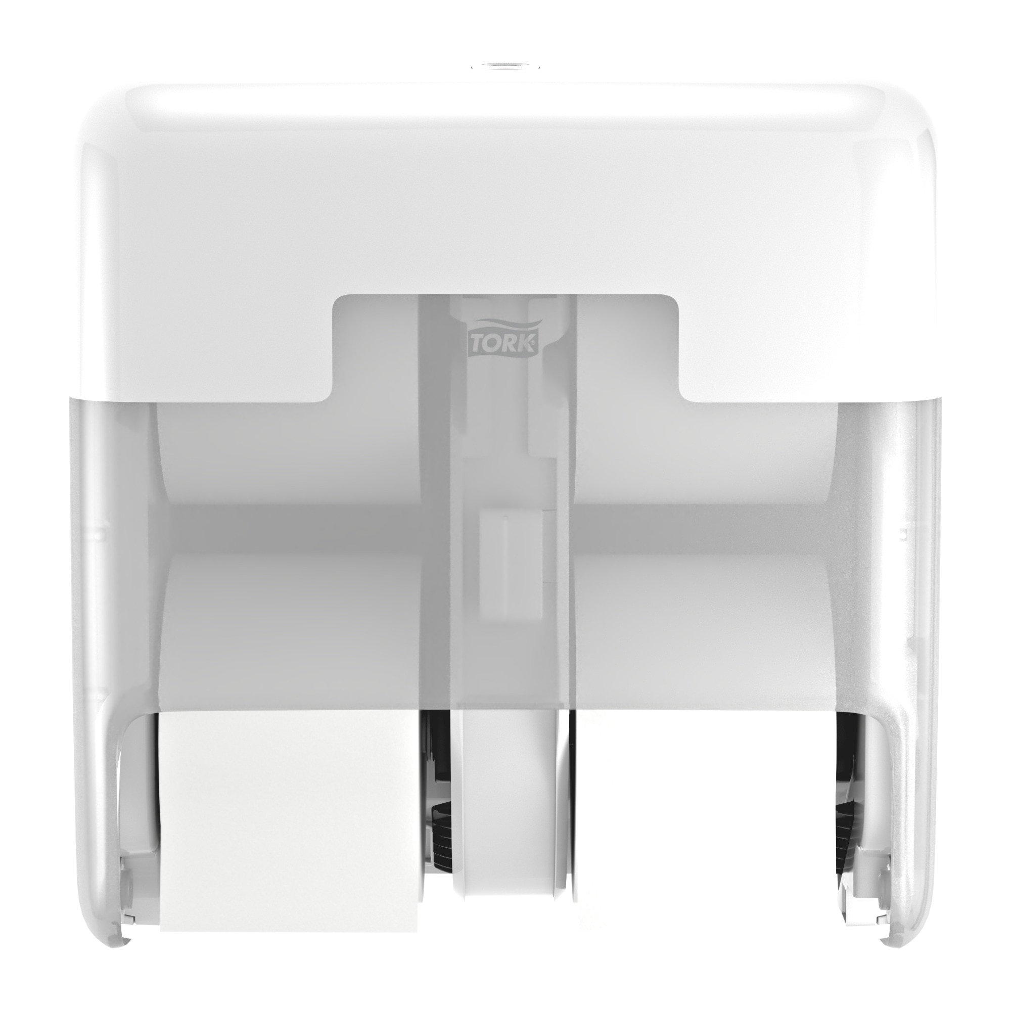 Toiletpapirdispenser, Til 4 ruller uden hylse, Udvendig oprulning, Hvid, Tork OptiServe T7