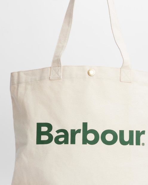Logo Tote Bag Ecru/Barbour Green