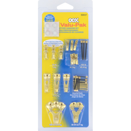 OOK Professional Picture Hanger Value Pack Kit 10lb-100lb with Bumpers