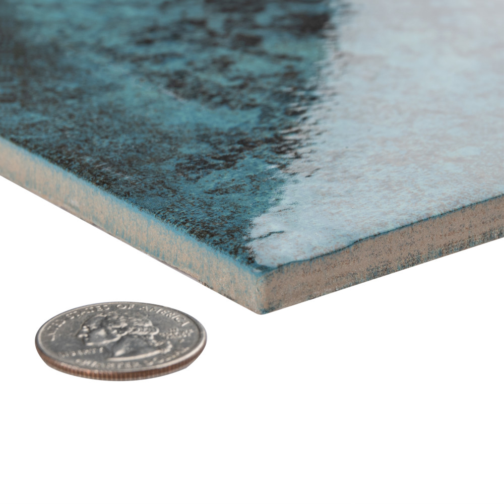 Ocean Glossy Green River with BioTech 6 in. x 6 in. Porcelain Floor and Wall Tile