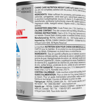 Royal Canin Canine Care Nutrition Weight Care Loaf in Sauce Canned Dog Food