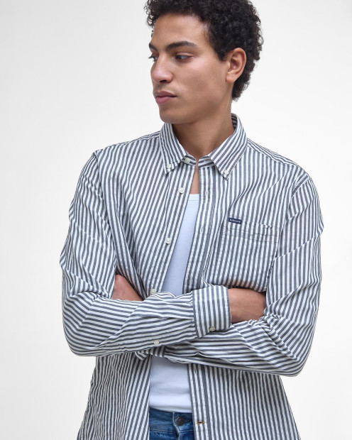 Camicia Cresswell a maniche lunghe in seersucker leggermente aderente