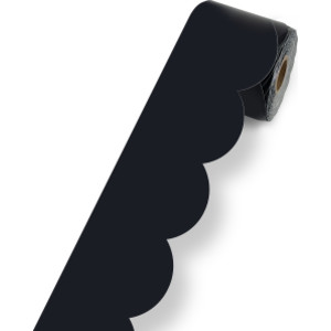 Black Rolled Scalloped Bulletin Board Borders, 3 Inch x 65 Feet