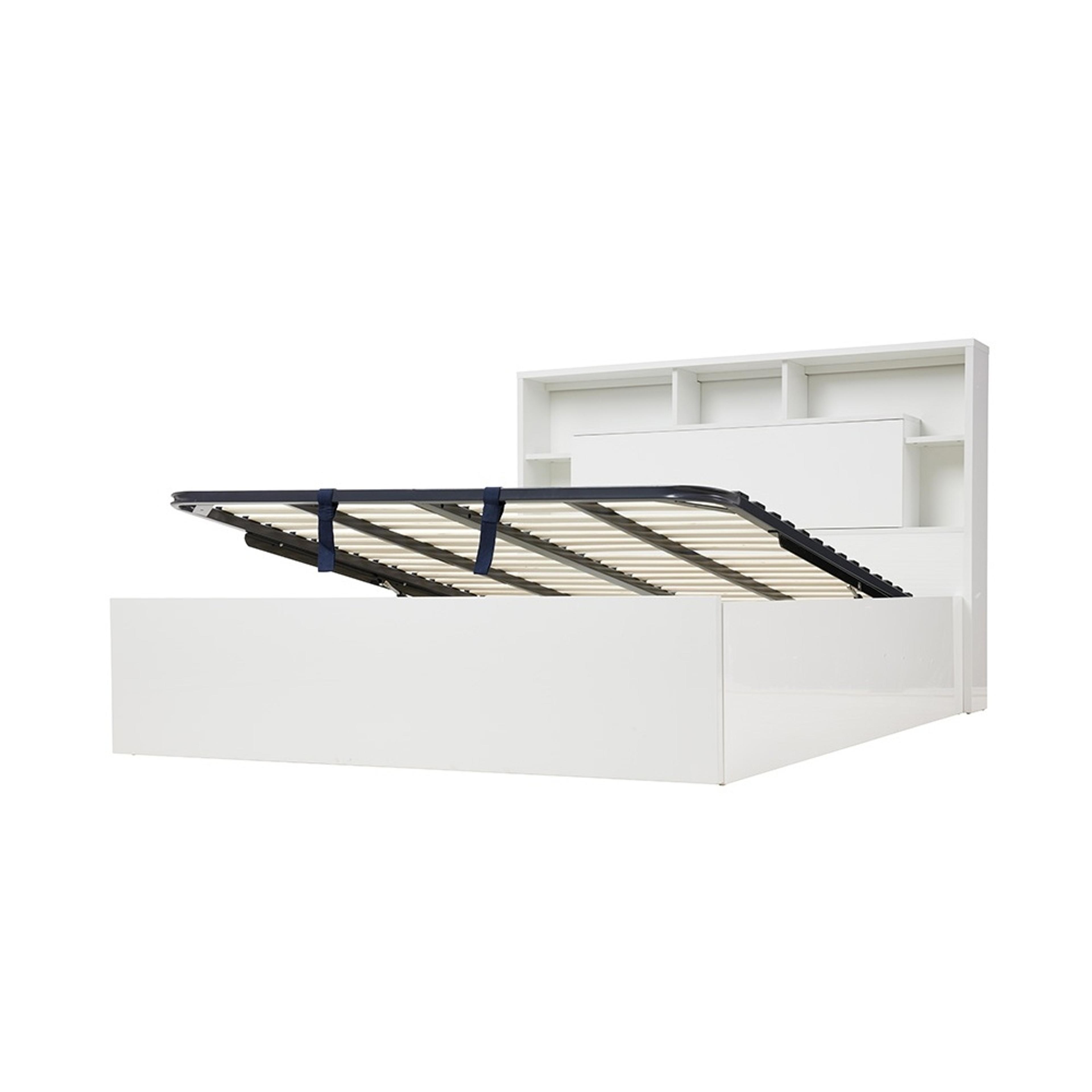 Product image of the  Argo Bed Frame, Gas Lift & End Drawer Base, Gloss White from Forty Winks