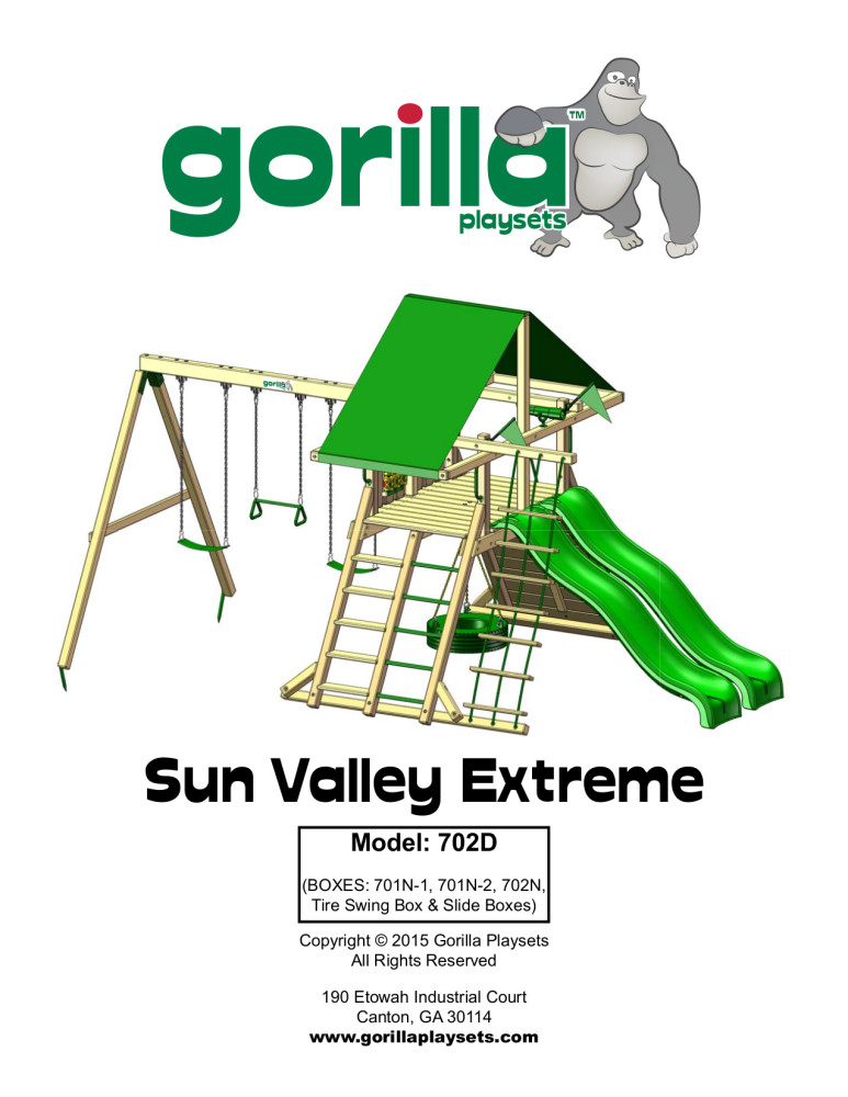 Gorilla Playsets Sun Valley Extreme Wooden Swing Set with Green Vinyl