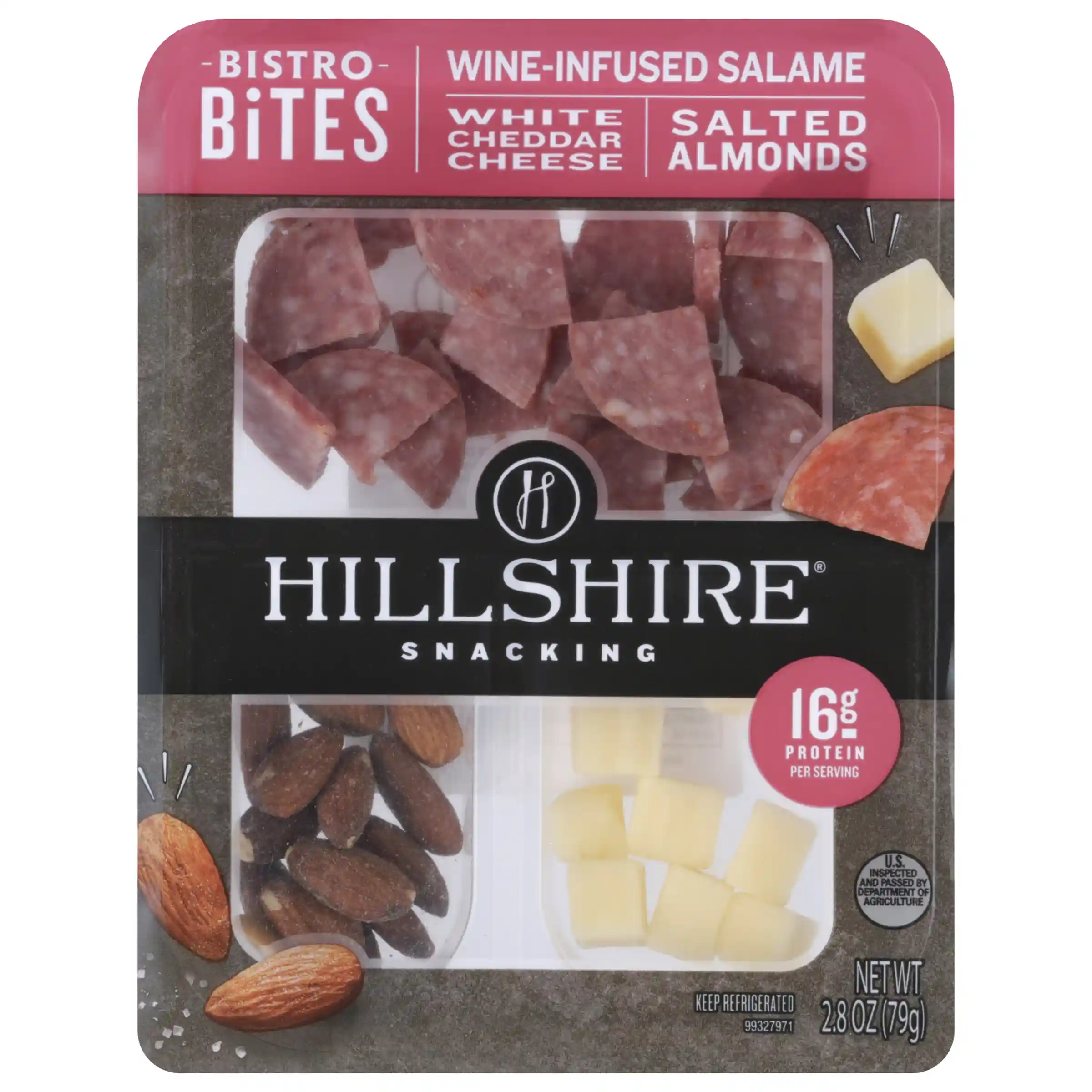 Hillshire Snacking Bistro Bites, Wine Infused Salami, White Cheddar Cheese, Salted Almonds, 2.8 oz_image_2