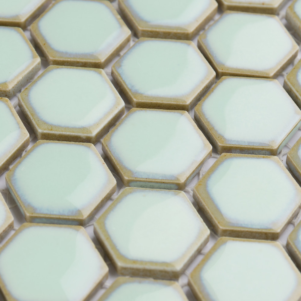 Sample – Hudson 1″ Hex Light Green Porcelain Mosaic Tile