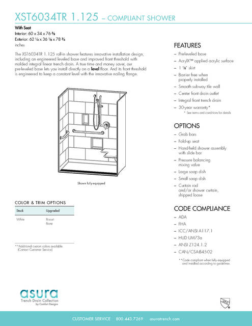 Tech Data Sheet — Cd Shower Tech Data Asura Xst 6034 Tr 1 125 Seat
