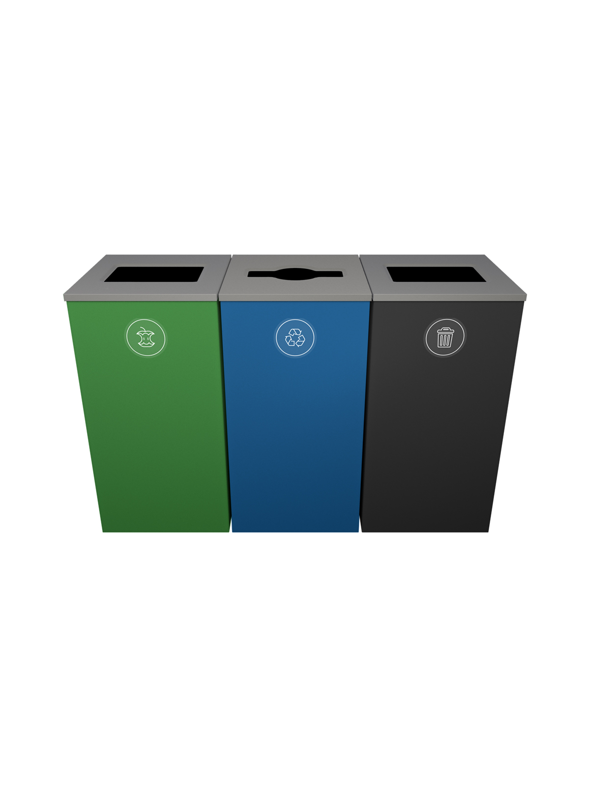 SPECTRUM – Triple – Cube – Organics-Mobius Loop-Waste – Full-Mixed-Full – Green-Blue-Black