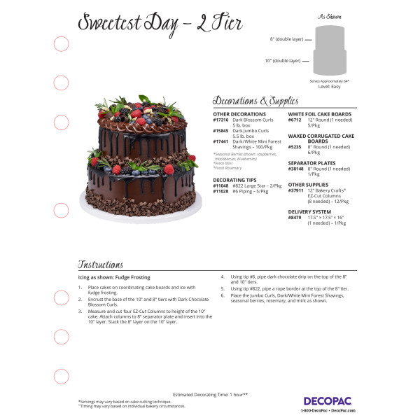 Sweetest Day 2-Tier Cake Decorating Instruction Card