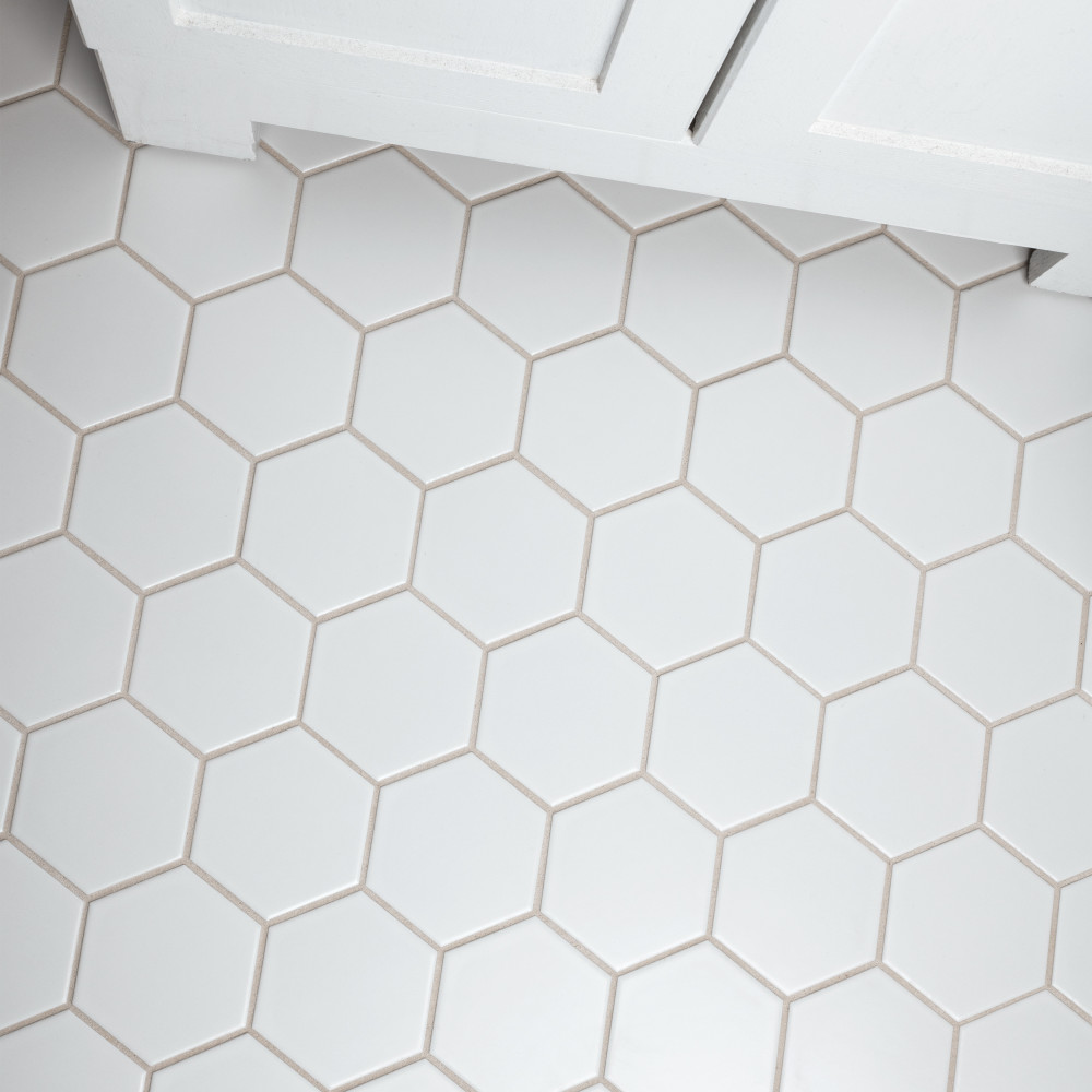 Metro Super 4″ Hex Matte White 10 in. x 11-1/2 in. Porcelain Mosaic Tile