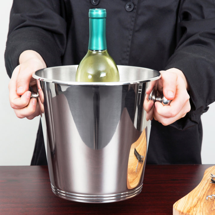 4 ½-quart stainless steel wine bucket in mirror and satin finish with handles