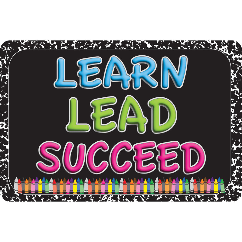 The Original Fun Mat™, Welcome Mat, 15.5" x 23.5", Learn, Lead, Succeed, Crayon Composition