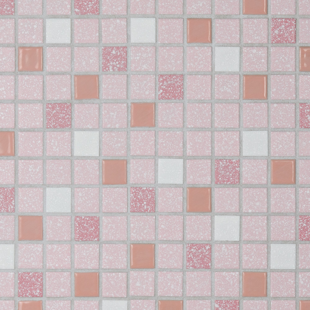 Crystalline Straight Edge Square Pink 12 in. x 12 in. Porcelain Mosaic Tile