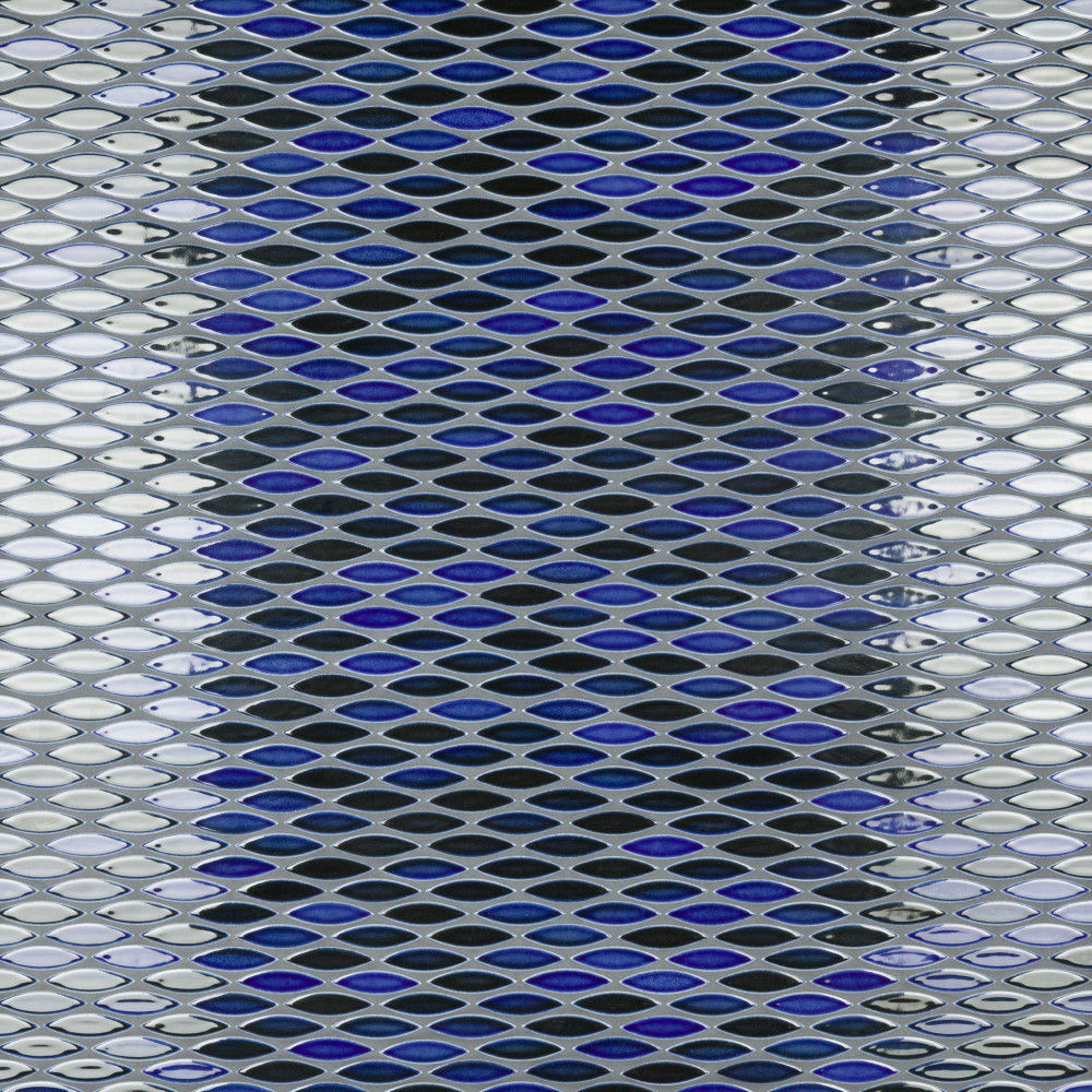 Pescado Glossy Azul 12 in. x 12-1/2 in. Porcelain Mosaic Tile