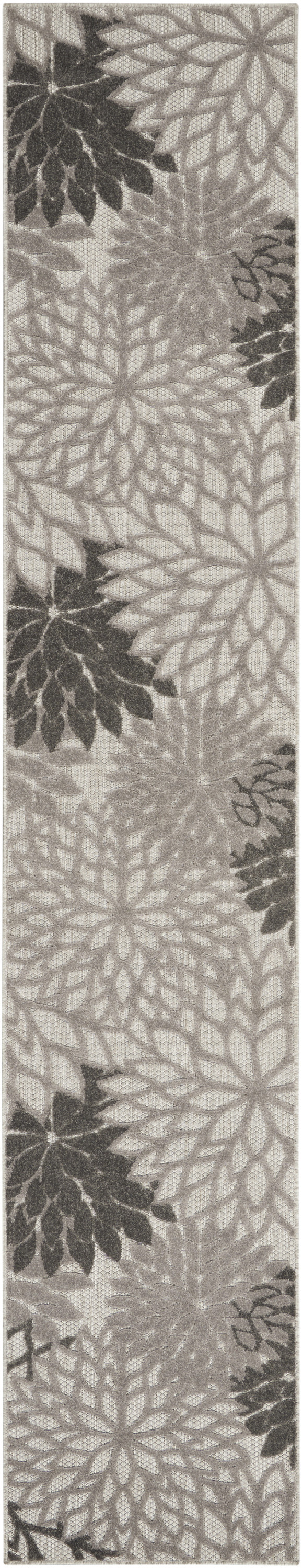 Nourison Aloha 2'3" x 12' Silver Grey Tropical Rug