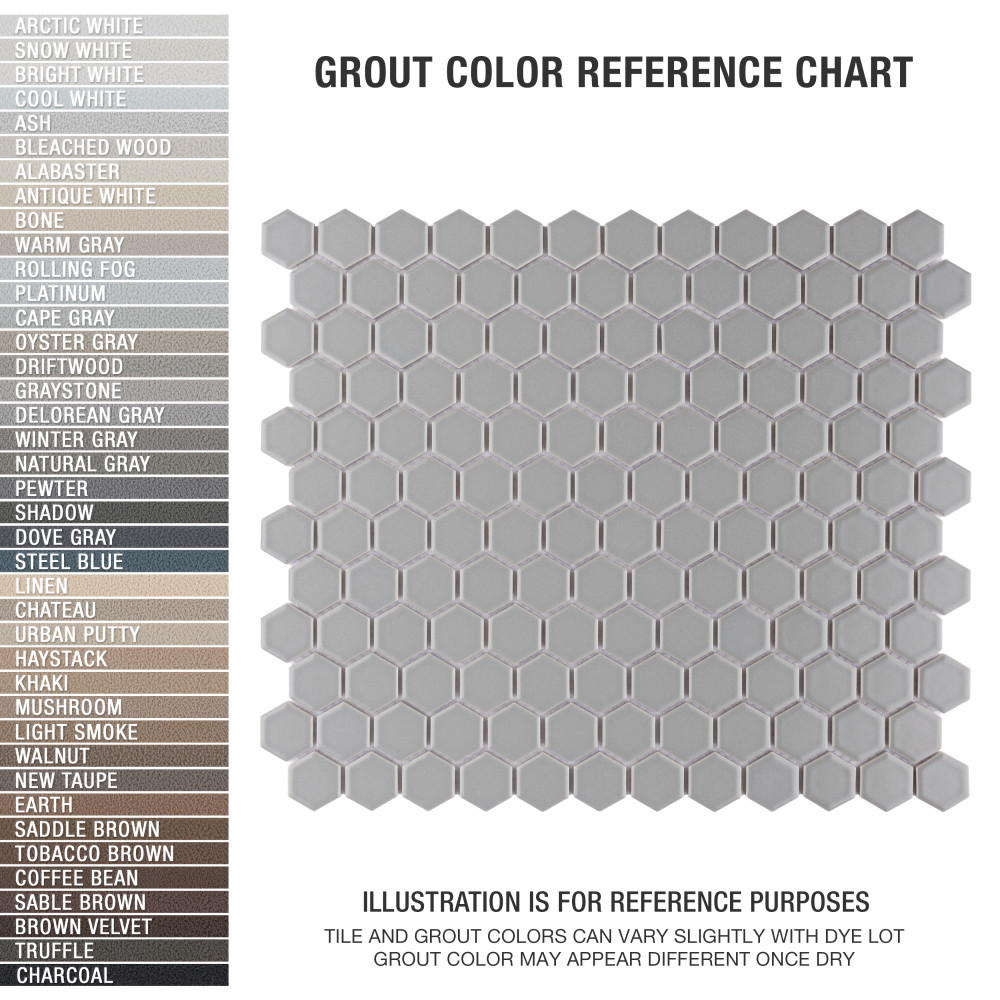 Sample – Metro 1″ Hex Matte Light Grey Porcelain Mosaic Tile