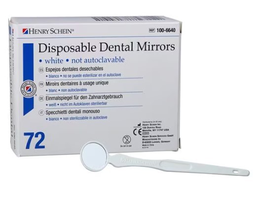 Henry Schein Disposable Mirrors, Plane Surface, White