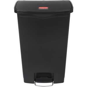 Rubbermaid Commercial, Streamline, Step-On, 18 gal, Resin, Black, Rectangle, Receptacle