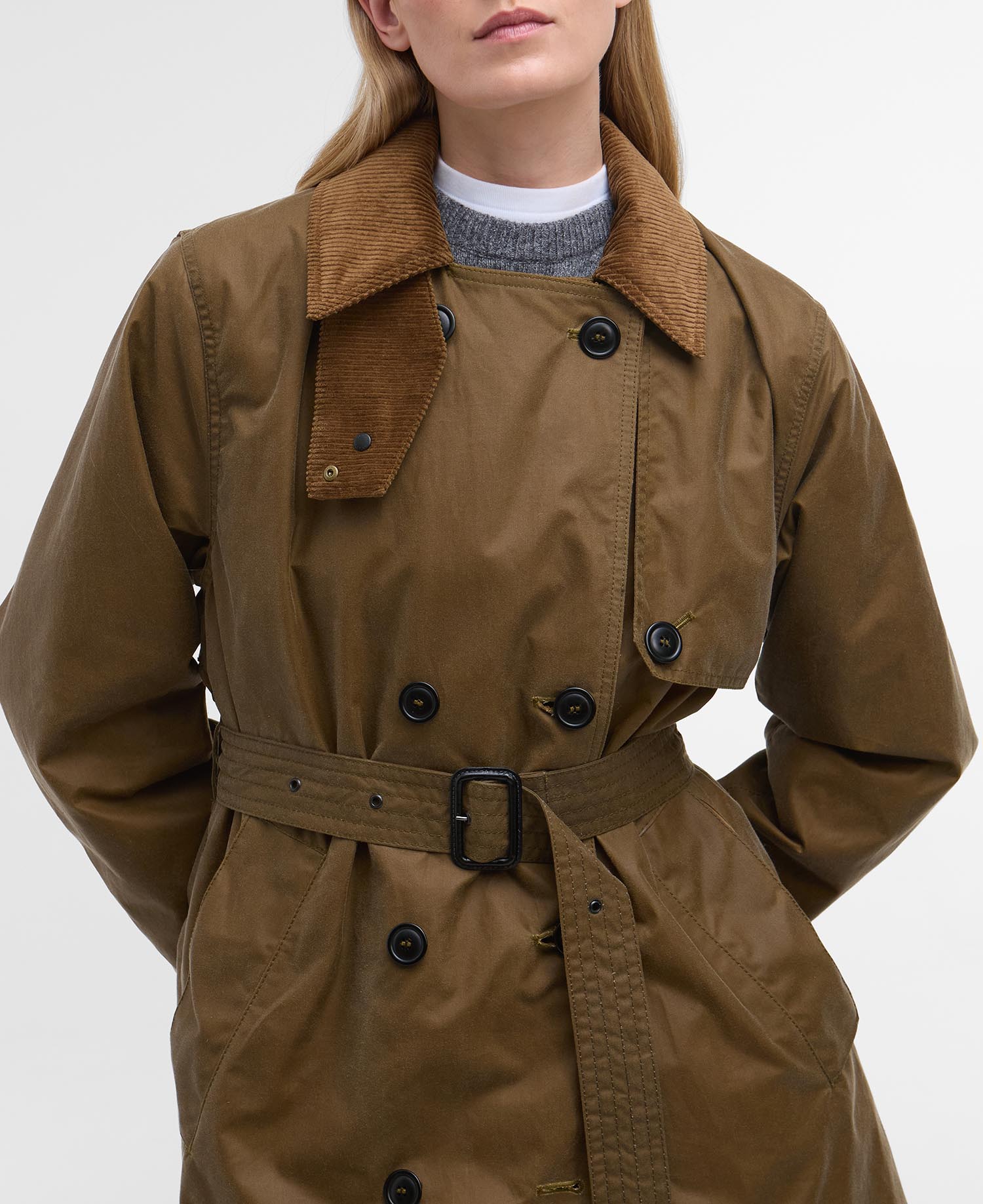 Barbour for Margaret Howell Double-Breasted Waxed Trench Coat image number 3