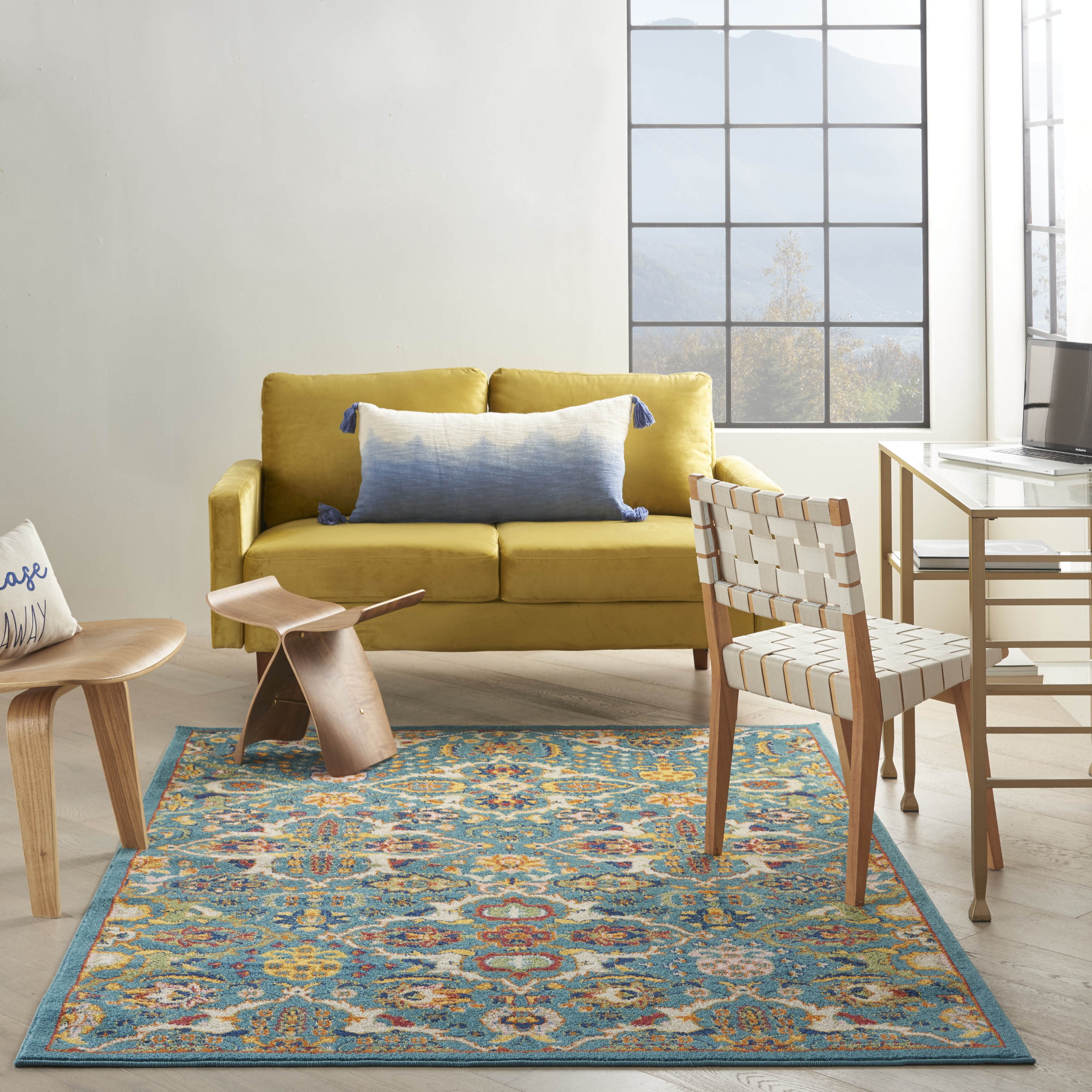 Nourison Allur 5'3" x 7'3" Turquoise Ivory Bohemian Indoor Rug