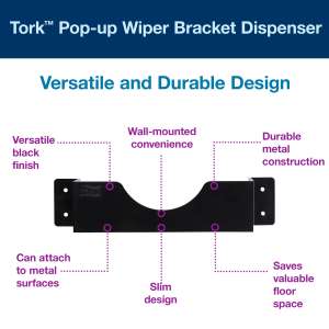 Tork, W24, W24 Pop-Up Wiper Bracket Dispenser, Black