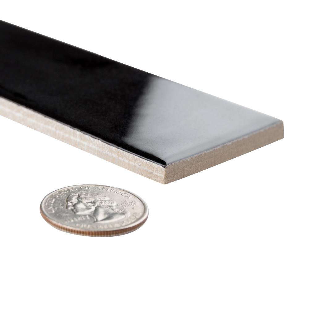 Metro Soho Subway Glossy Black 1-3/4 in. x 7-3/4 in. Ceramic Floor and Wall Tile
