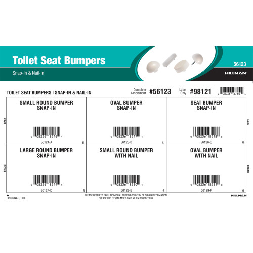 Toilet Seat Bumpers Assortment (Snap-In & Nail-In)